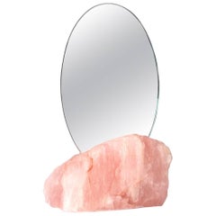 Aura Mirror by Another Human, Contemporary Crystal Vanity Mirror in Rose Quartz