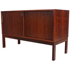 Petite Danish Modern Bookmatched Rosewood Cabinet