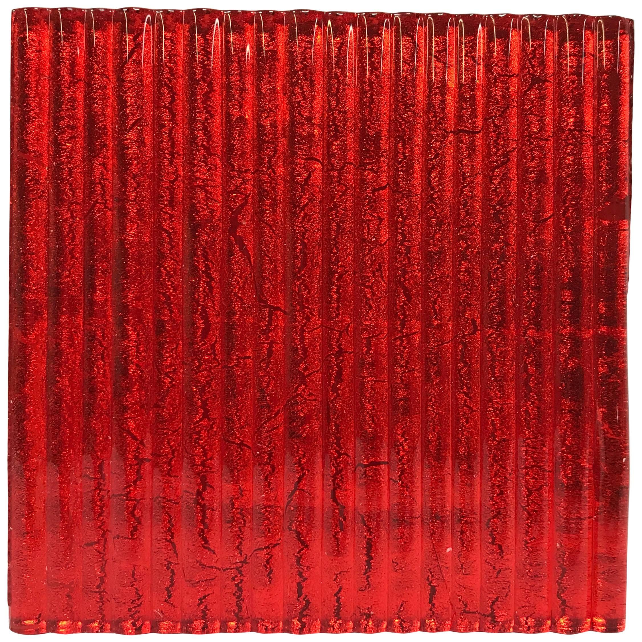 500 Murano Textured Glass Tiles in Red, Italy, 2017 For Sale