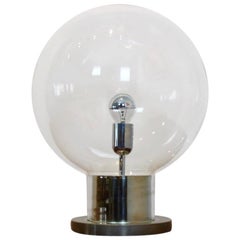Iconic RAAK Amsterdam Extra Large Globe Chrome and Glass Table Lamp