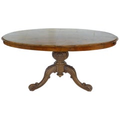 Antique European Oval Pedestal Dining Table