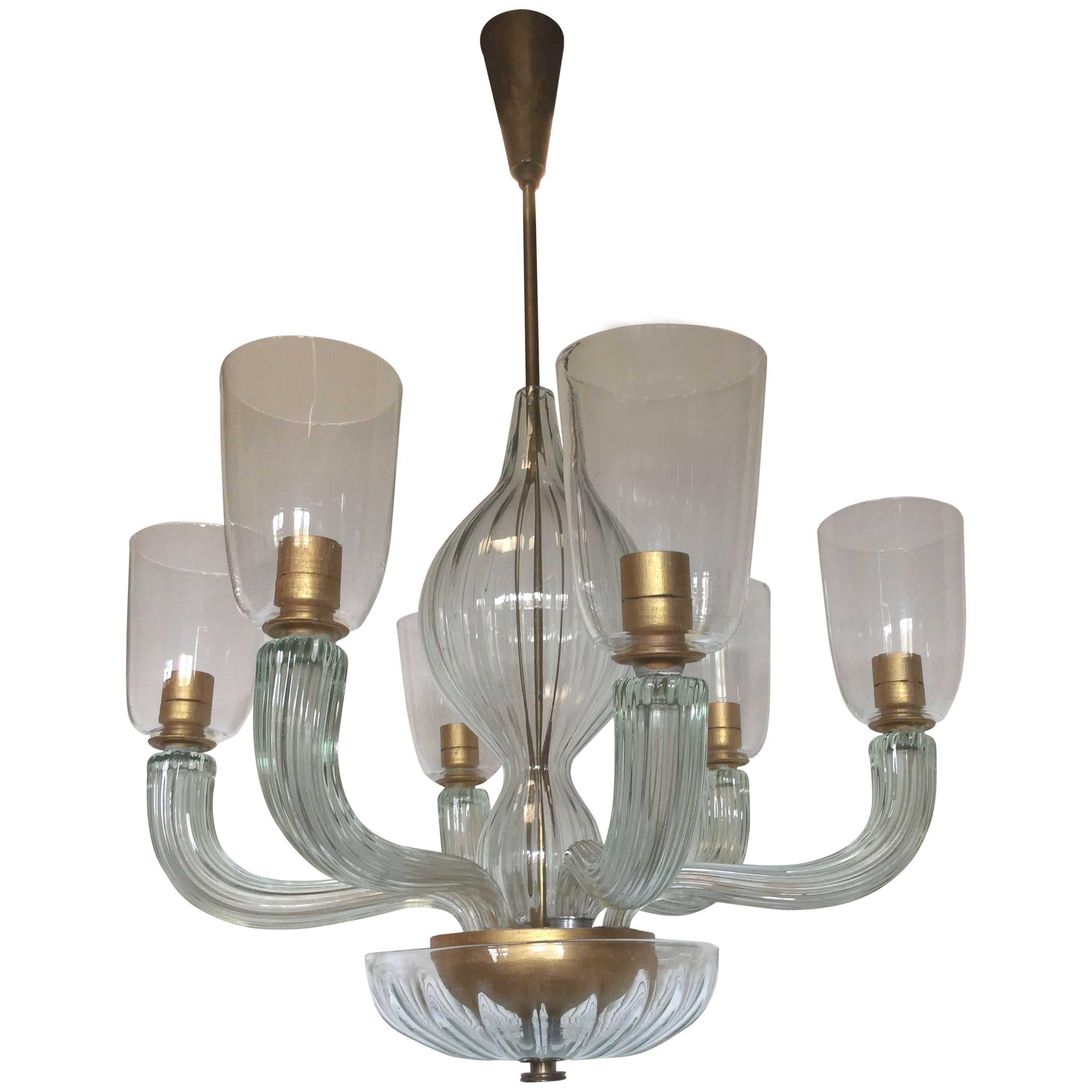 Beautiful Venini Chandelier Attributed to Carlo Scarpa, 1940 For Sale