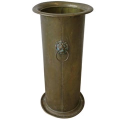 Midcentury Brass and Lion Head Umbrella Stand 9