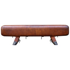 Retro Leather Pommel Horse and Bench, 1930s