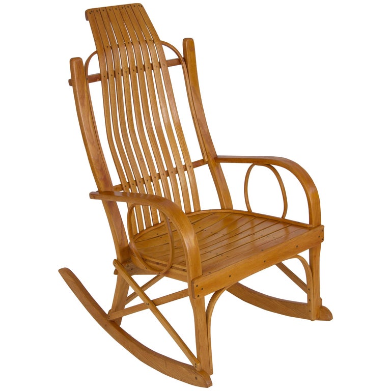 Bentwood Adirondack Rocking Chair with Slatted Seat For 
