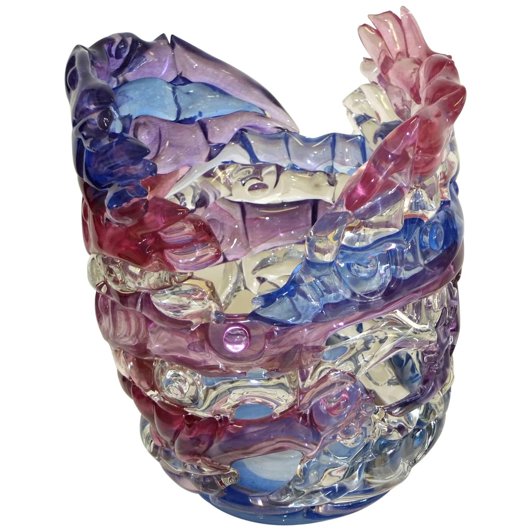 Tom Philabaum Art Glass Vase from "Handbuilt" Series, 1987