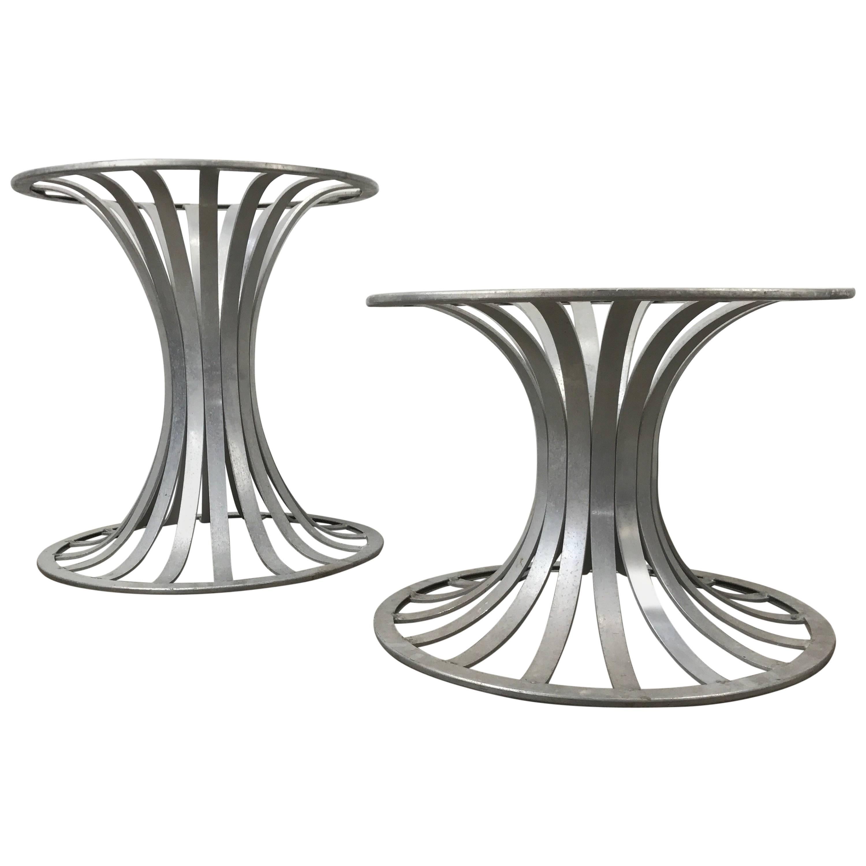 Pair of Woodard Aluminum Table Bases or Pedistals For Sale