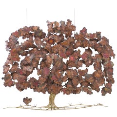 Brass and Copper Tree Wall Sculpture by C. Hess