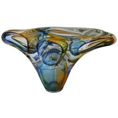 Vintage Multi-Color Polish Modern Art Crystal Glass Sculpture