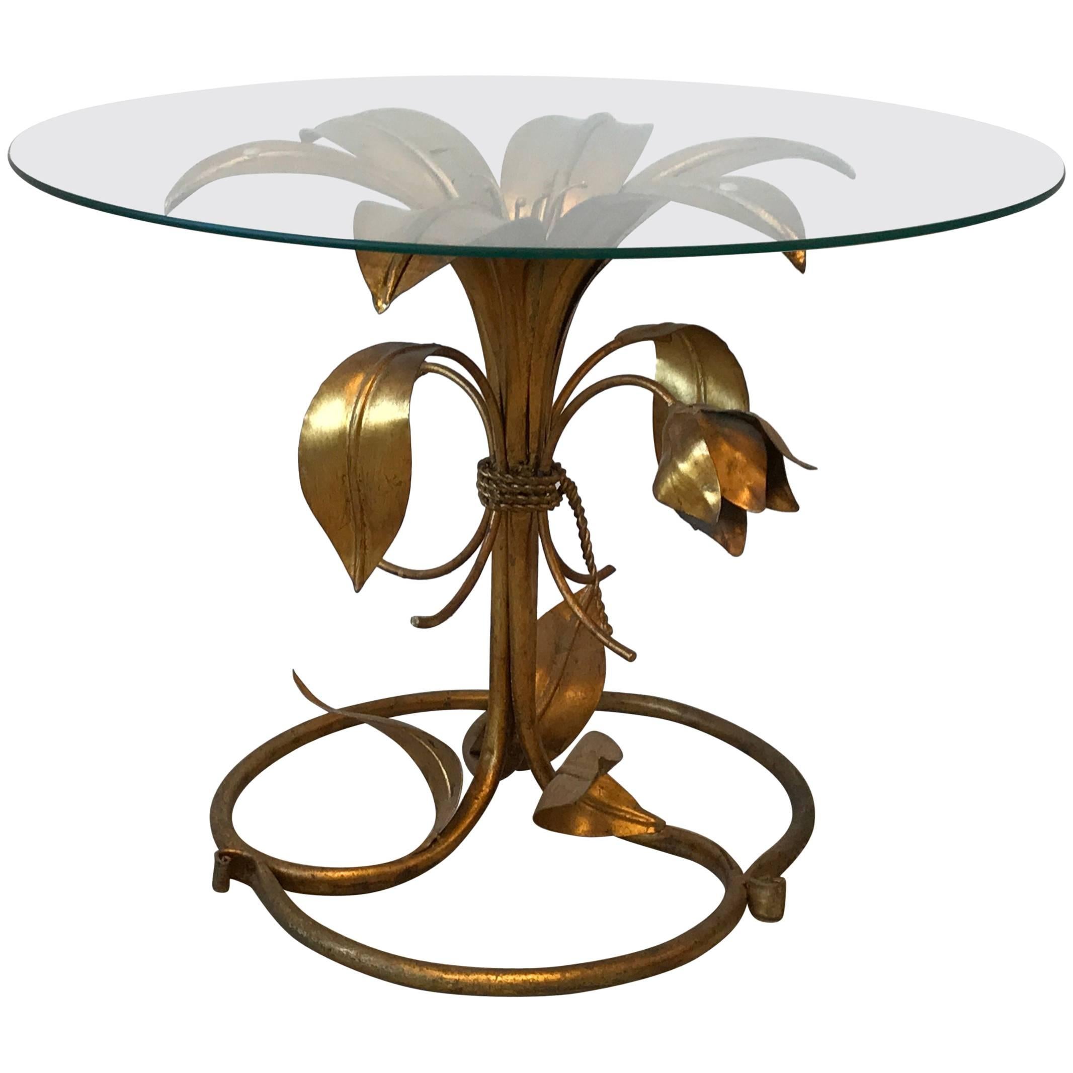 1950s Italian Arthur Court Style Gilded Lily Table