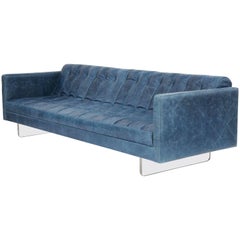 Harvey Probber Leather and Lucite Sofa