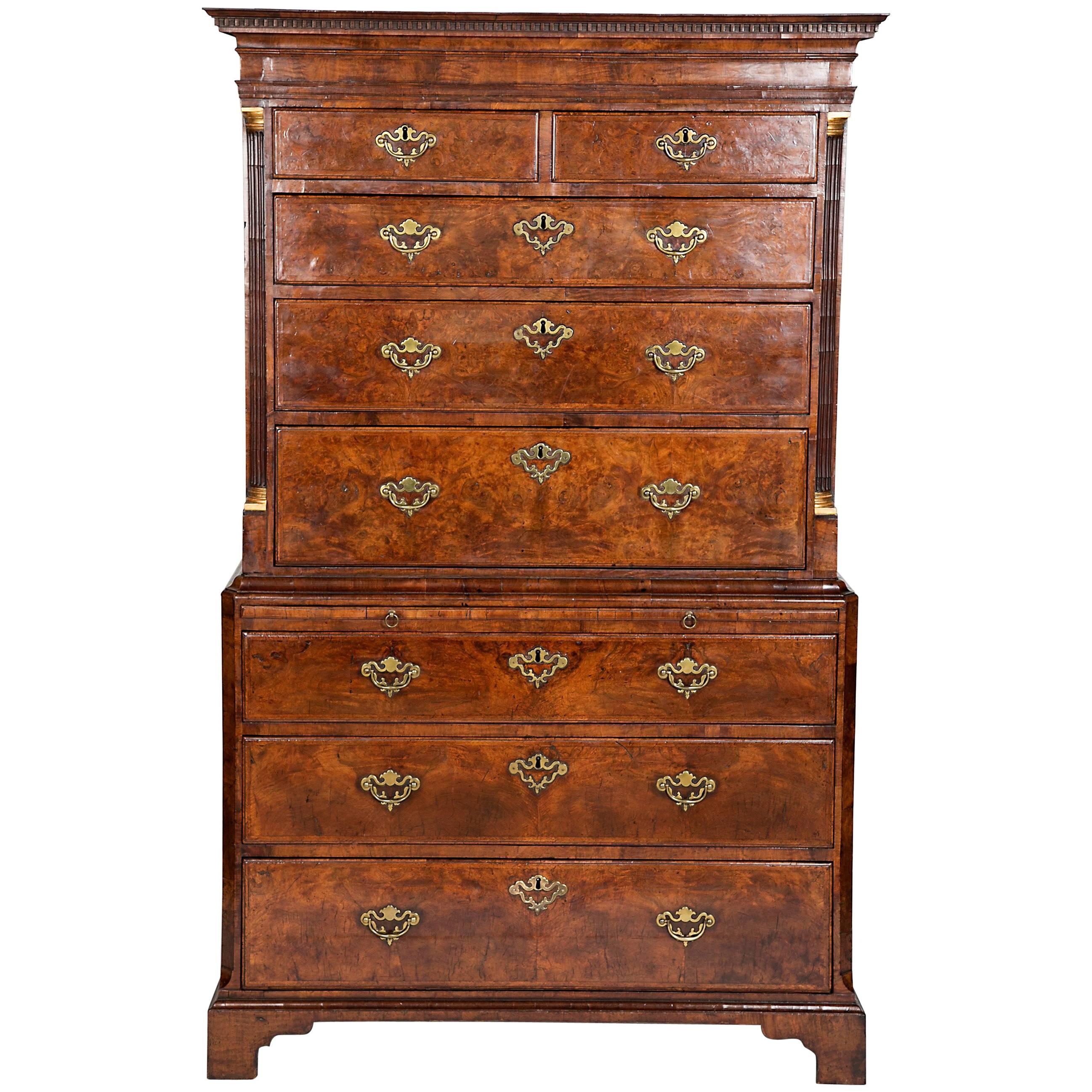 Fine George II Walnut Chest on Chest