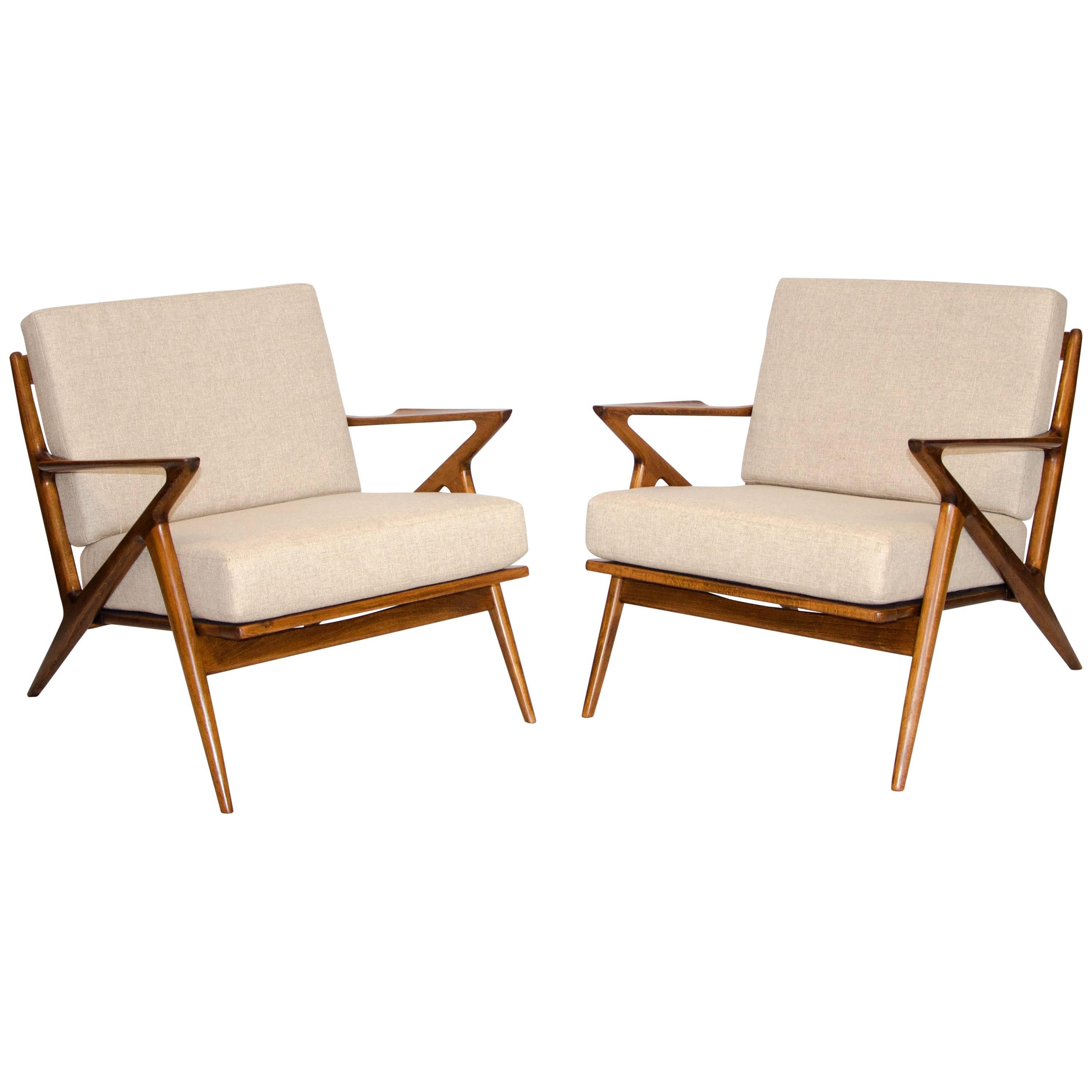 Pair of Danish "Z" Lounge Chairs by Poul Jensen for Selig
