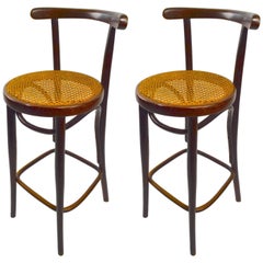 Pair of J J Kohn and Mundus Bentwood Stools Made in Czechoslovakia 2