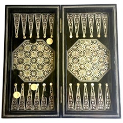 Backgammon and Chess Game Set, with Mother-of-Pearl Inlay