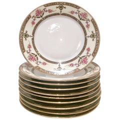Vintage Limoges France Porcelaine Salade Dessert Plates:: "Lafayette" S/10