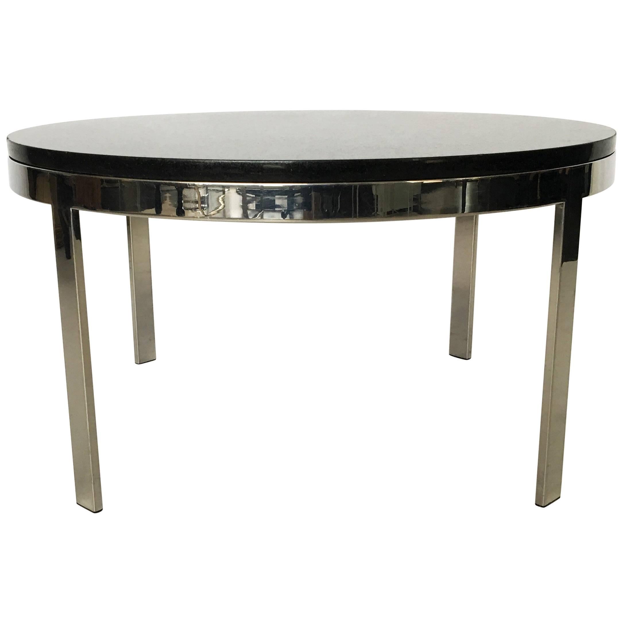 Milo Baughman Style Chrome and Granite Top Coffee Table For Sale