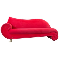 Original Bretz Gaudi Designer Sofa Roter Stoff Chaiselongue Recamiere Dreisitzer-Sessel