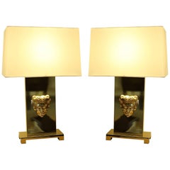 Philip Neri Pair of Gilt Bronze Table Lamps