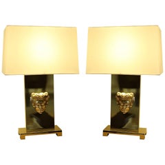 Philip Neri Pair of Gilt Bronze Table Lamps 