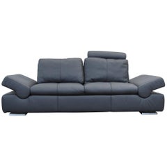 Musterring Linea Designer Sofa en cuir noir Fonction canapé trois places