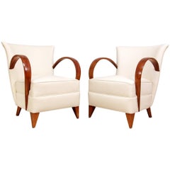 Pair of Leather of French Art Deco Chairs, circa 1920 9