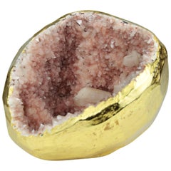 22-Karat Gold Gilt Crystal Geode Sculpture by Christopher Kreiling