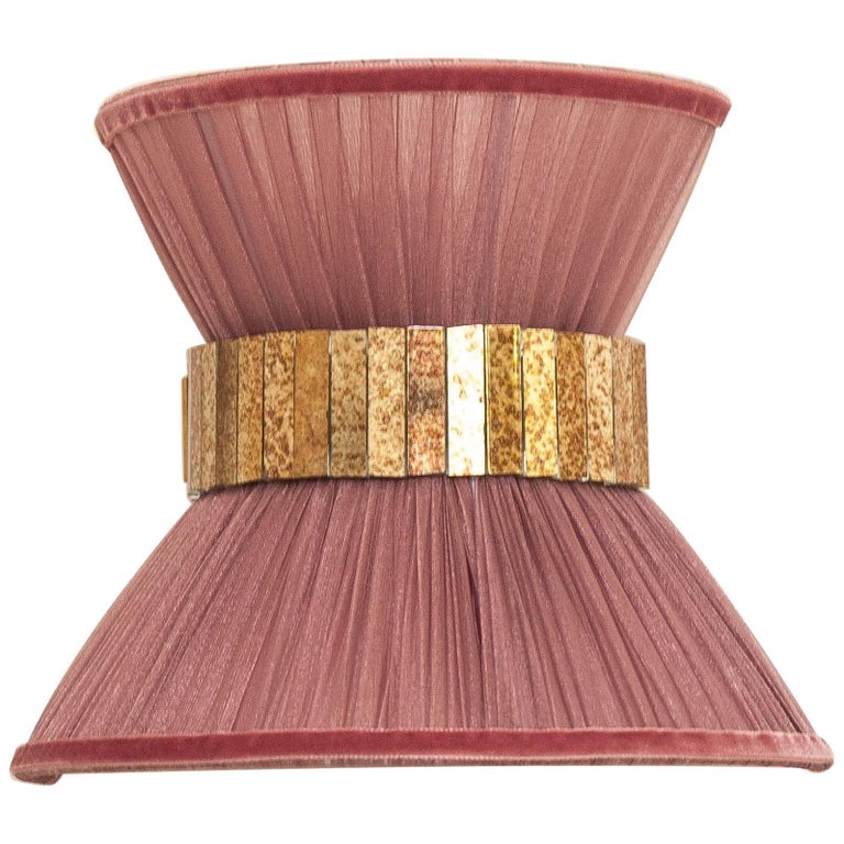 Tiffany bow wall lamp a silk shade organdy onion silvered glass ring Sabrina For Sale at 1stdibs