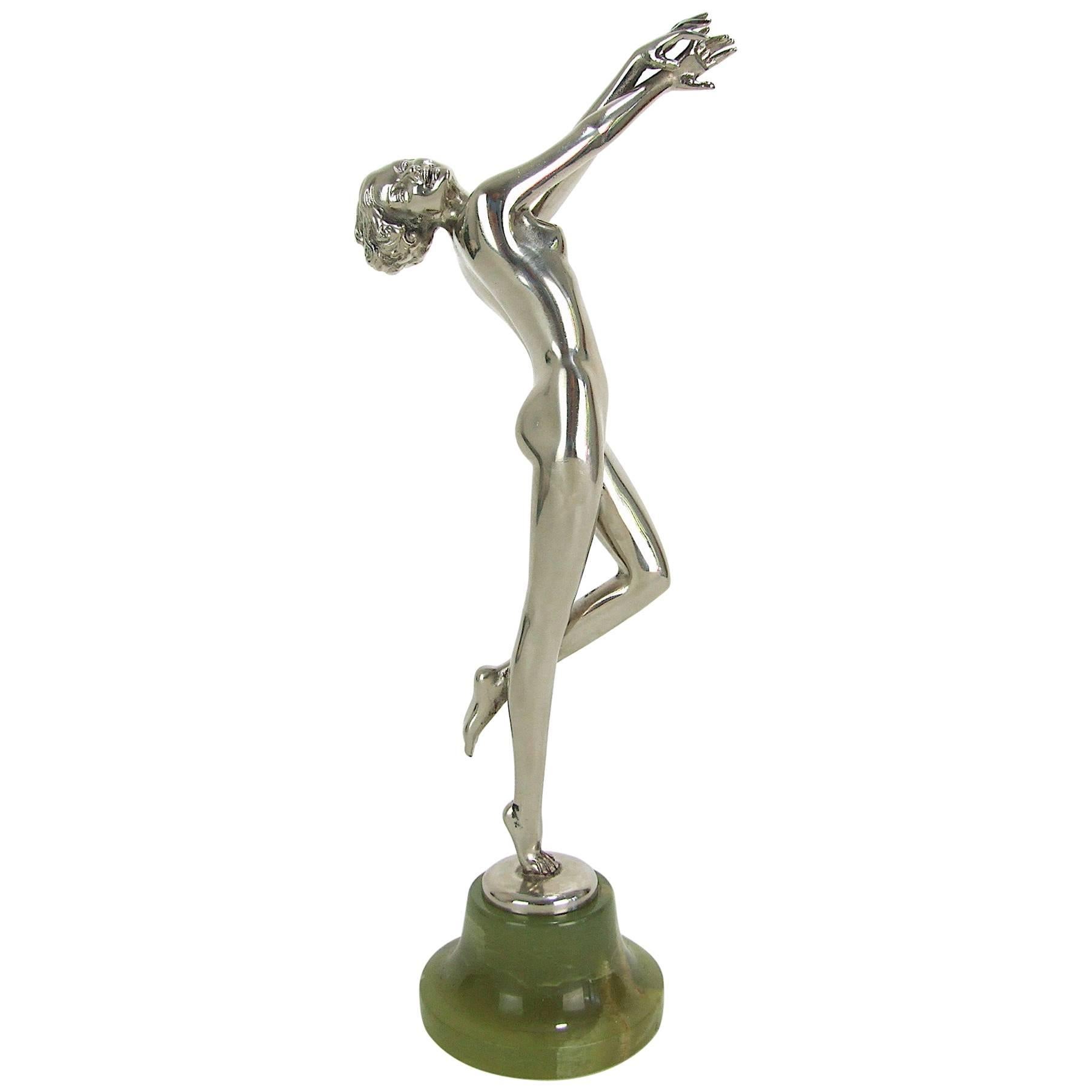Silvered Bronze Art Deco Dancer by Lorenzl For Sale