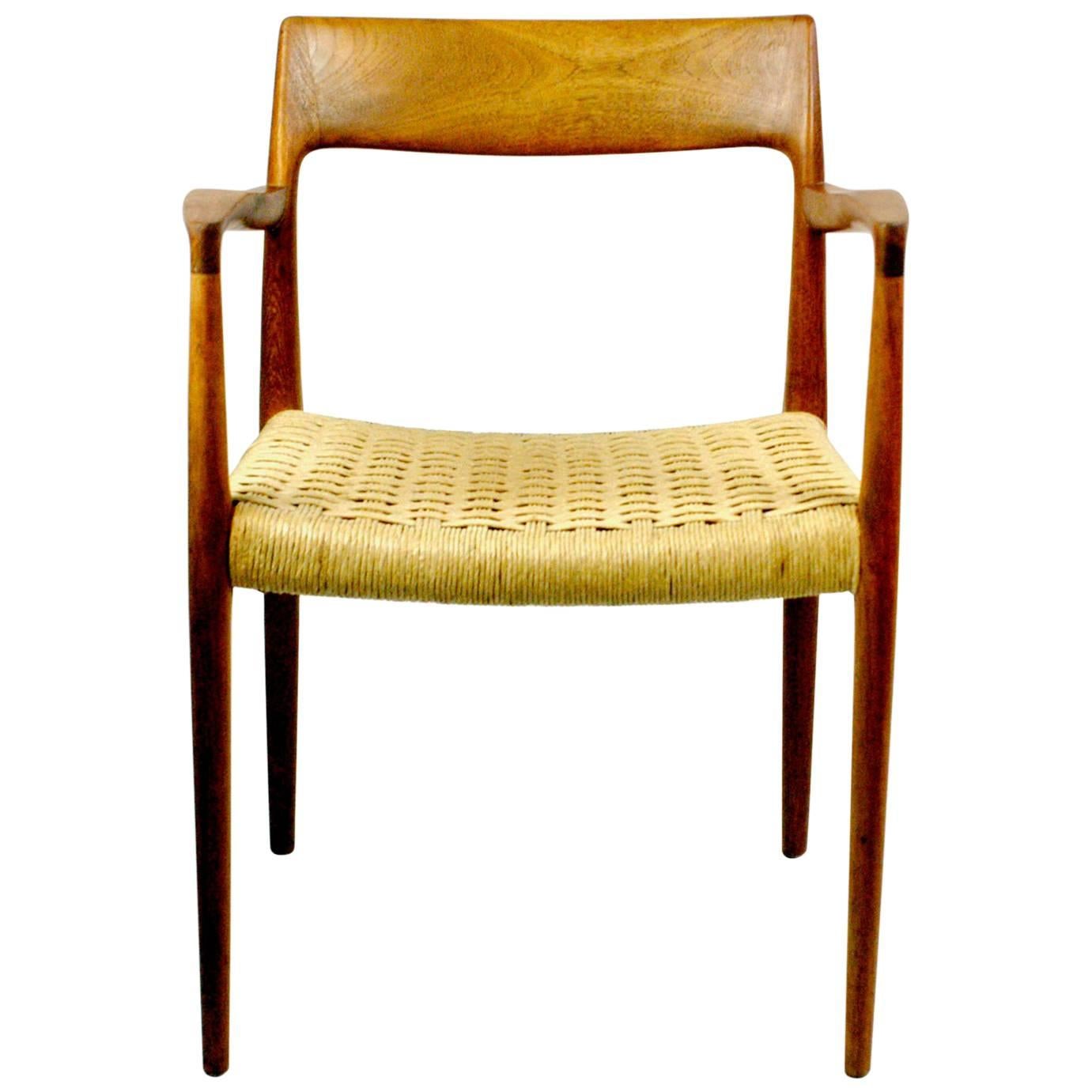 Niels Otto Möller Mod. 57 Teak Armchair with Papercord Seat