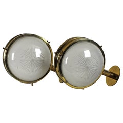 1960´s Pair Sigma Wall Lights by Sergio Mazza for Artemide, brass, glass - Italy