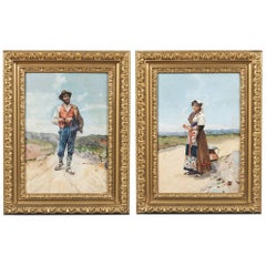 Pair of Italian Portraits Made of Handcrafted Micromosaic Tiles