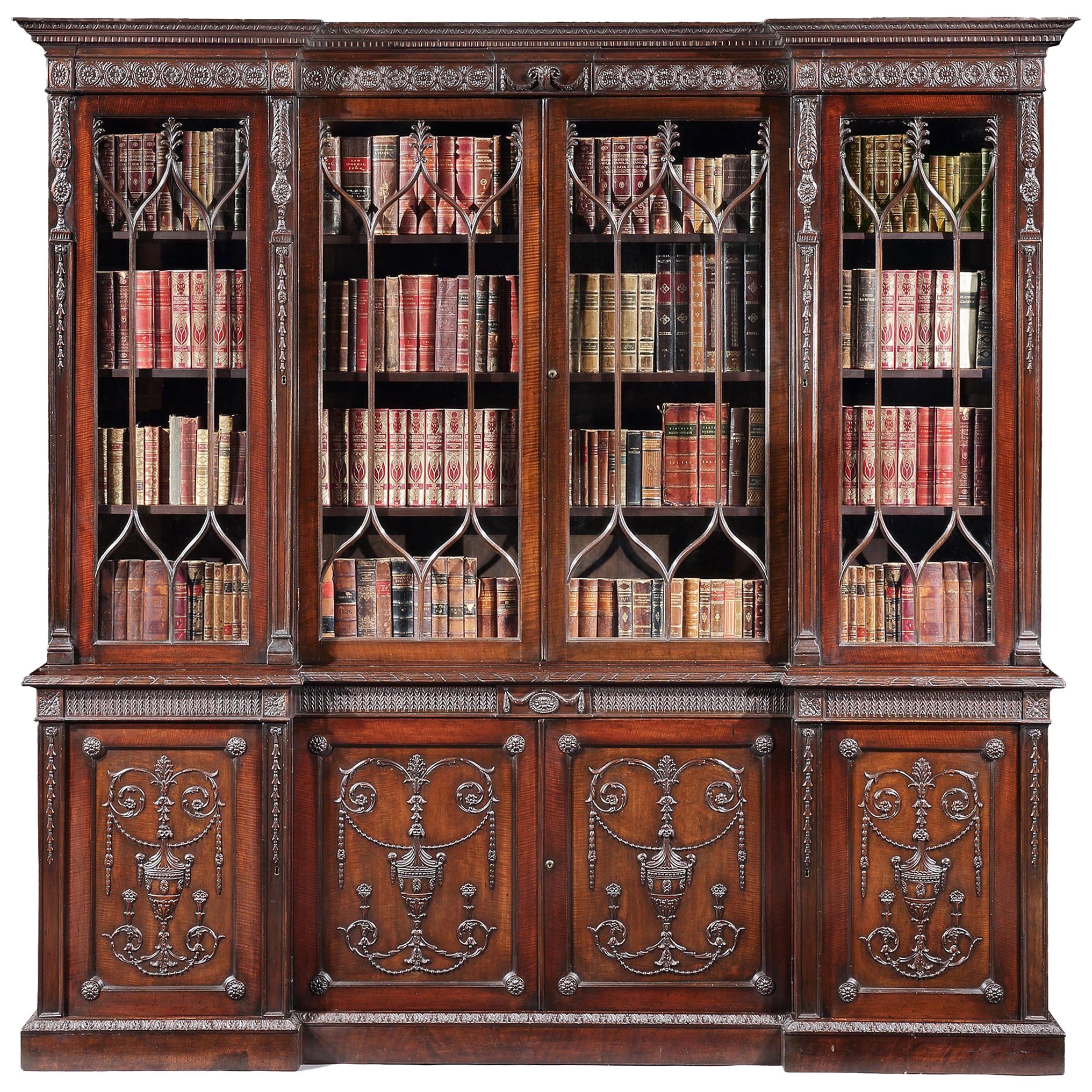 English Satinwood Bookcase in the Neoclassical Style For Sale