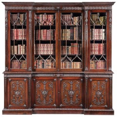 Bibliothèque anglaise du 19ème siècle à quatre portes en acajou de style néoclassique