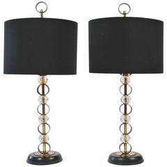 Very Rare Pair of 1930s, French Lamps by Jacques Adnet