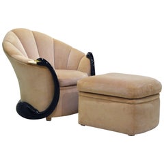 Vintage The Unique Swan 'Leda' Lounge Chair and Ottoman by Vermillion of Beverly Hills