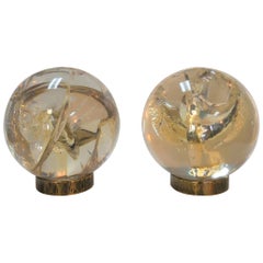 Pair of French Fractal Resin Sphere Sculptures