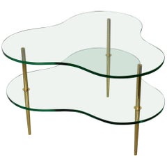Mid-Century Italian Brass and Glass Side Tables