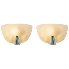 Pair of 1930s, Italian Wall Lights Attributed to Tomasso Buzzi for Venini