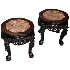 Antique Pair of Late 19th Century, Chinese Pot Stands or Low Tables