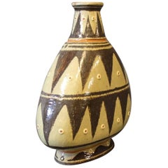 Vase in Edged Pattern in Brown and Light Colours, Danish Design, 1960s
