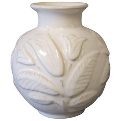 White Vase with Floral Motif by Michael Andersen and Son, 1960s