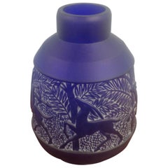 Monumental French Art Deco Glass Vase by Pierre D'Avesn for Etling