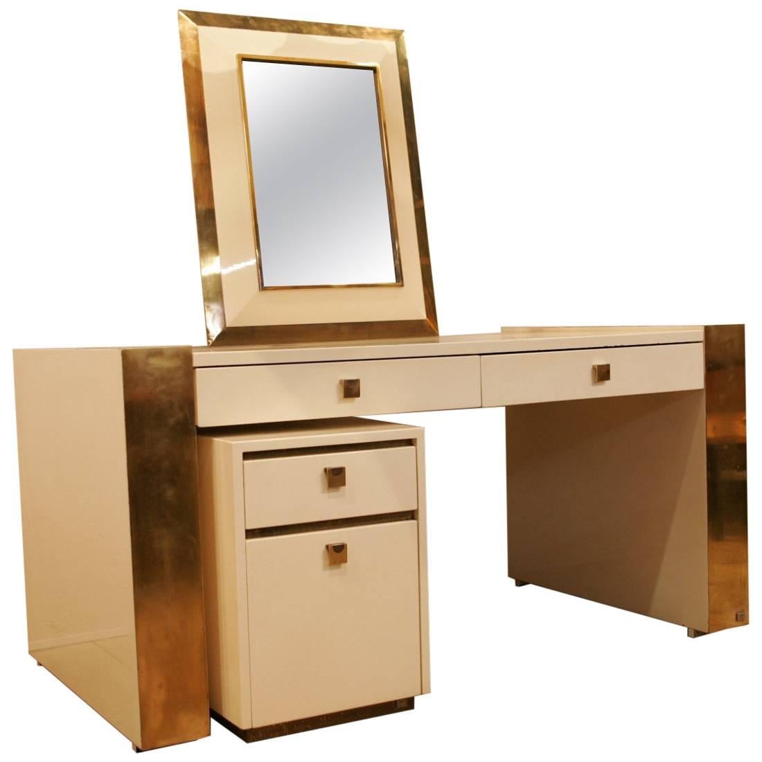 Mahé Jean-Claude, 1970 Desk and Mirror For Sale