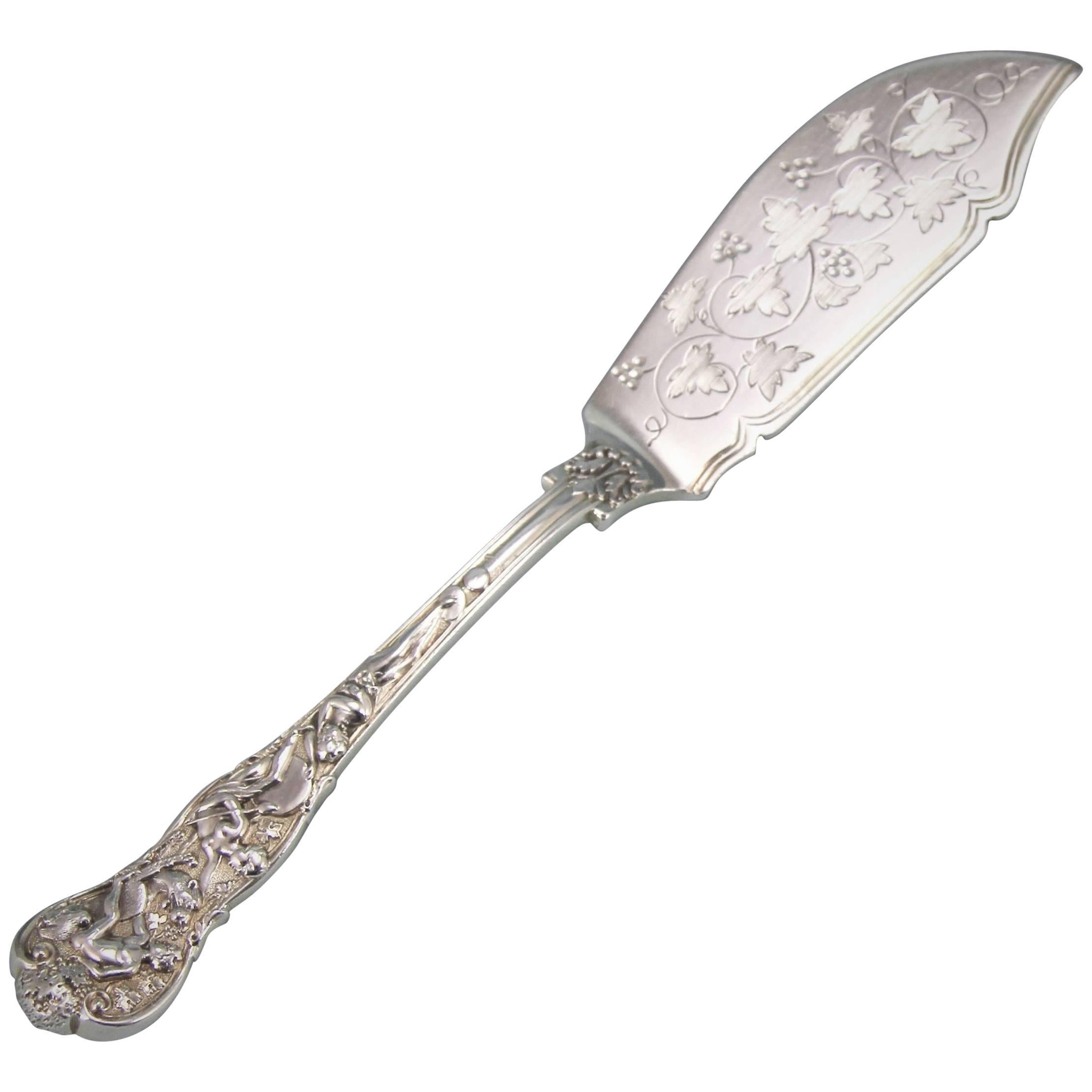 Victorian Sterling Silver Bacchanalian Pattern Butter Knife, London, 1869 For Sale