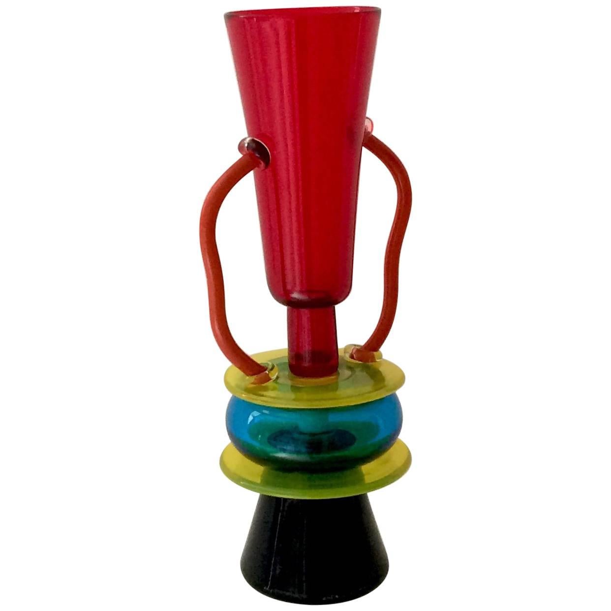 Sirio Glass Vase, Memphis Milano For Sale