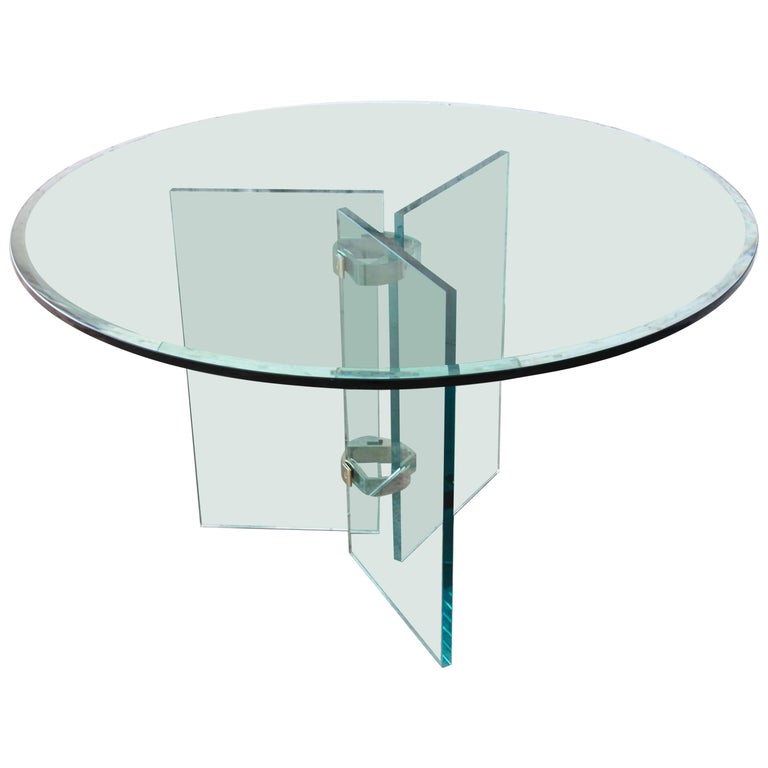 1970s Brass and Glass Round Dining Table at 1stDibs