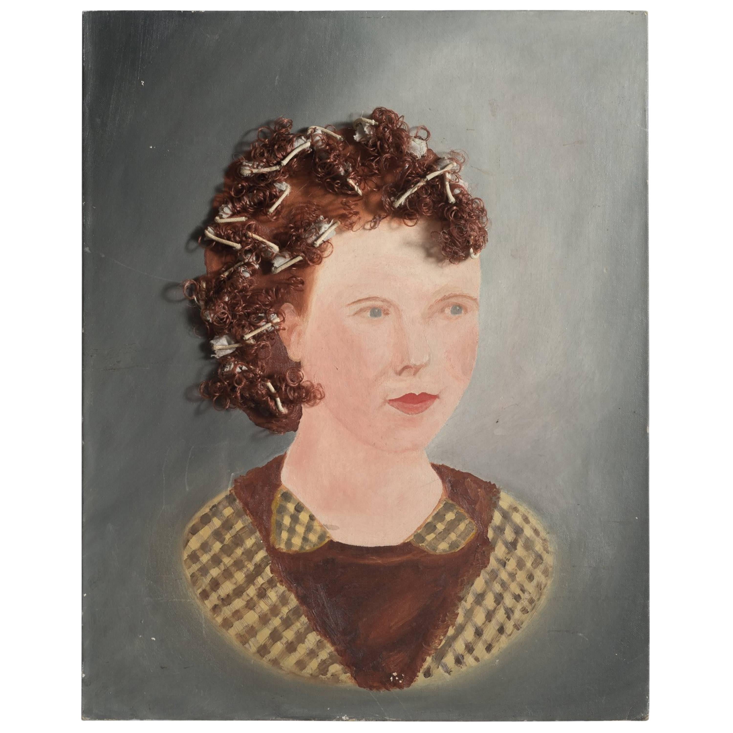 Painting of a Woman with Curlers, circa 1950