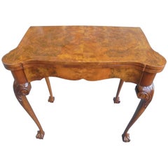 Antique Burr Walnut Fold over Games Table