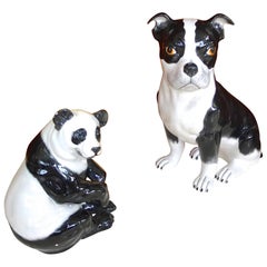 Cerámica italiana Boston Terrier y Panda